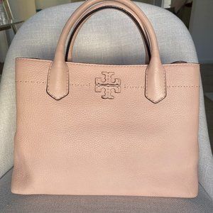 Tory Burch Pink McGraw Triple Compartment Tote Satchel Handbag